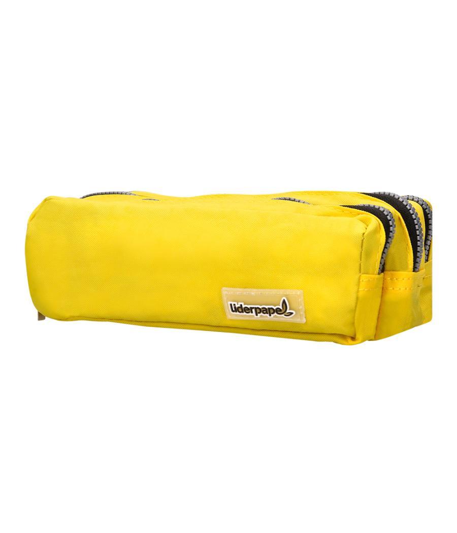 Bolso escolar liderpapel portatodo rectangular 3 bolsillos amarillo pastel 185x80x70 mm