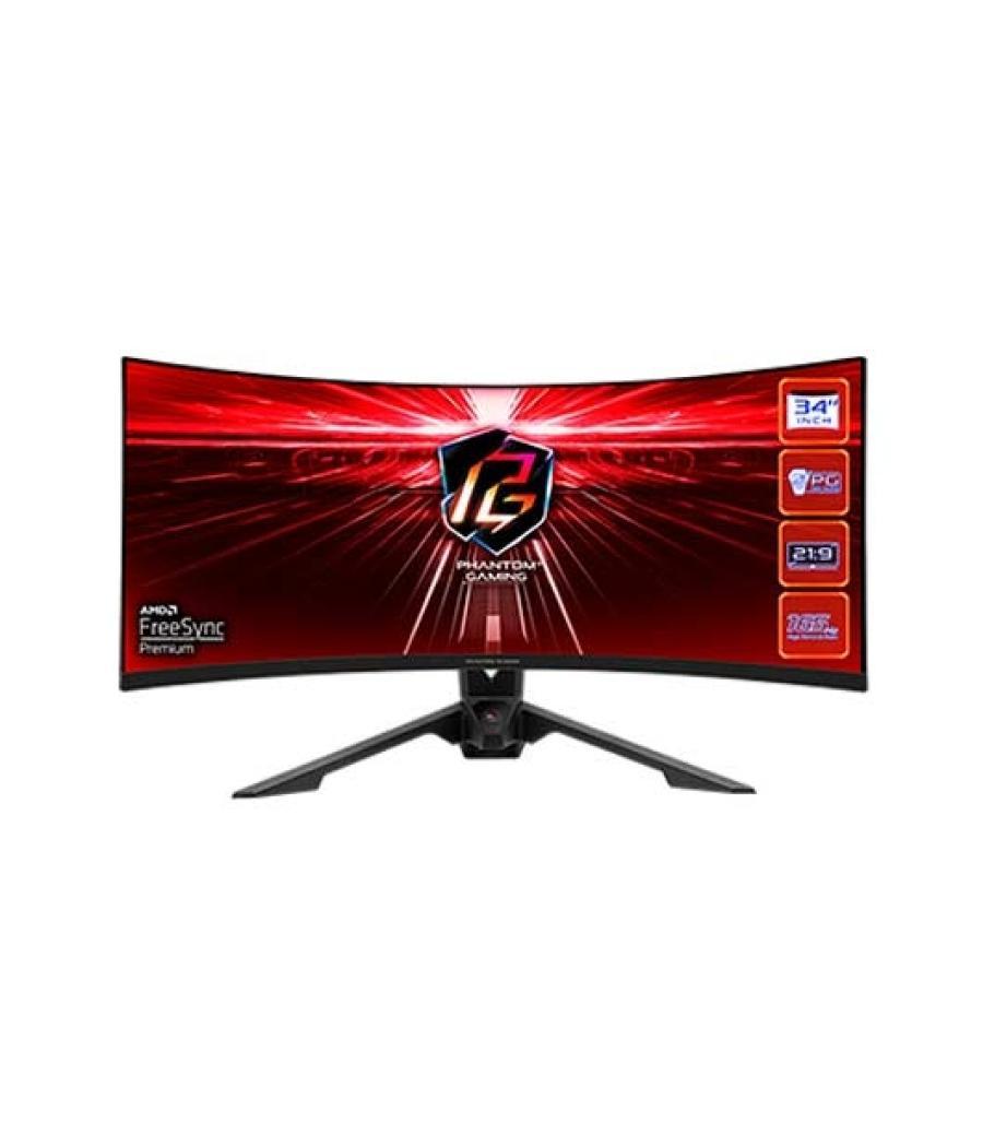 Monitor led 34 asrock pg34wq15r3a gaming curvo