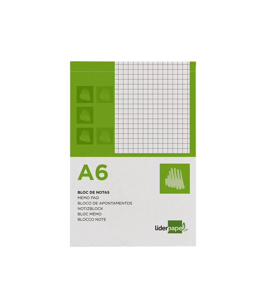 Bloc notas liderpapel cuadro 4mm a6 80 hojas 60g/m2 perforado