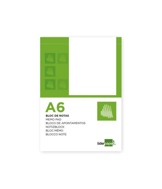 Bloc notas liderpapel liso a6 80 hojas 60g/m2 perforado