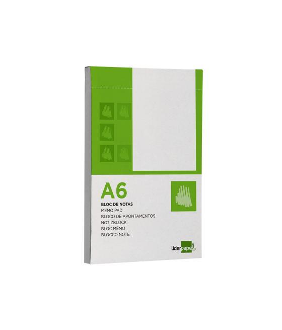 Bloc notas liderpapel liso a6 80 hojas 60g/m2 perforado