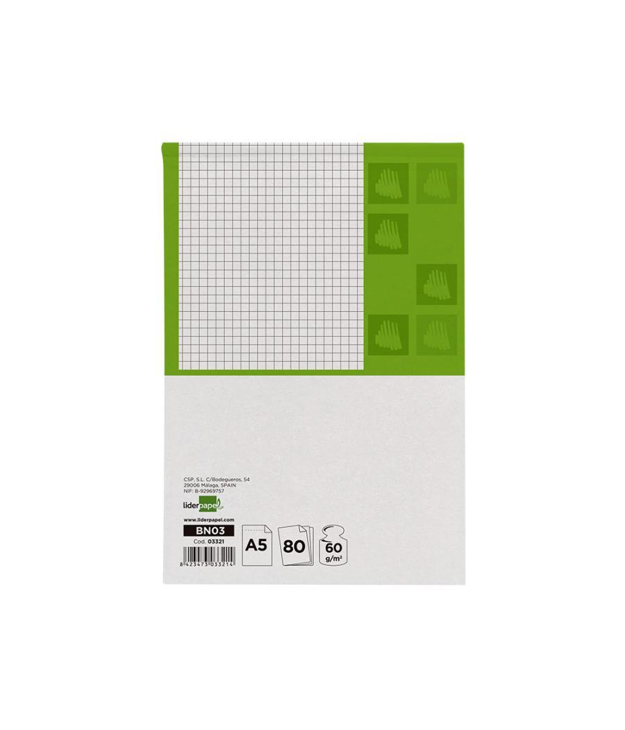 Bloc notas liderpapel cuadro 4mm a5 80 hojas 60g/m2 perforado