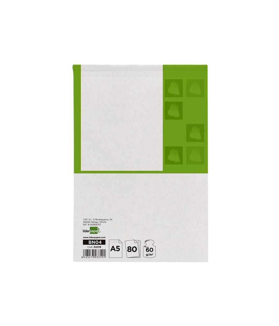 Bloc notas liderpapel liso a5 80 hojas 60g/m2 perforado