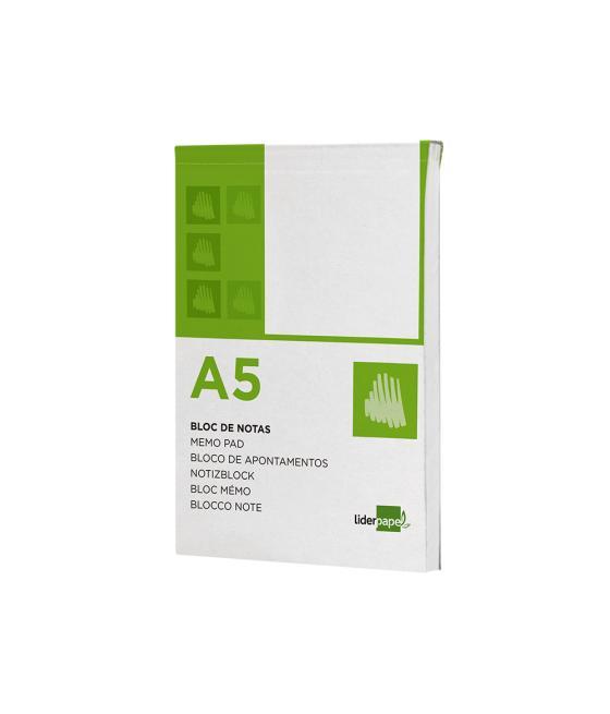 Bloc notas liderpapel liso a5 80 hojas 60g/m2 perforado