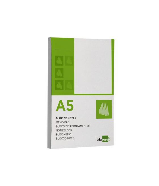 Bloc notas liderpapel liso a5 80 hojas 60g/m2 perforado