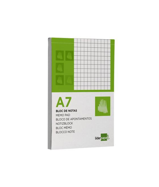 Bloc notas liderpapel cuadro 4mm a7 80 hojas 60g/m2 perforado