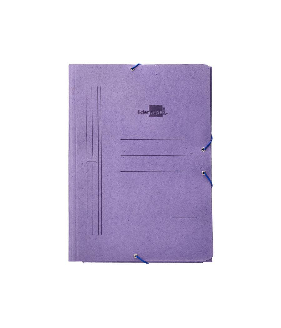 Carpeta liderpapel gomas folio 3 solapas cartón compacto azul