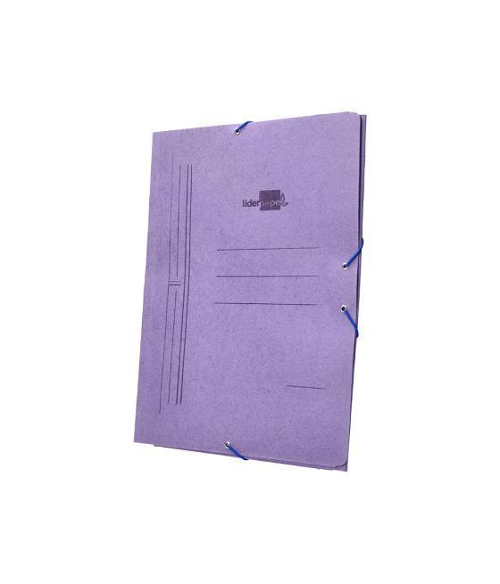 Carpeta liderpapel gomas folio 3 solapas cartón compacto azul