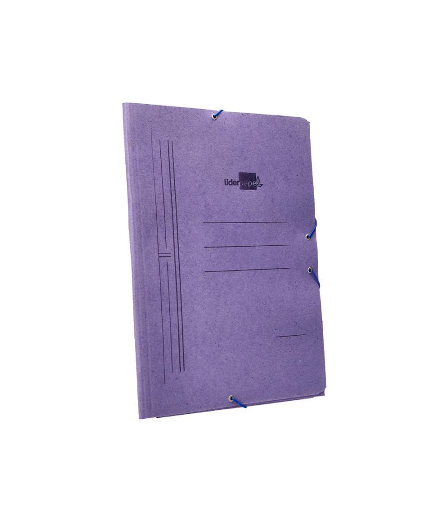 Carpeta liderpapel gomas folio 3 solapas cartón compacto azul