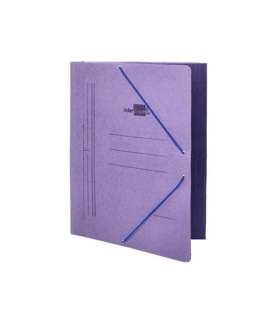 Carpeta liderpapel gomas folio 3 solapas cartón compacto azul