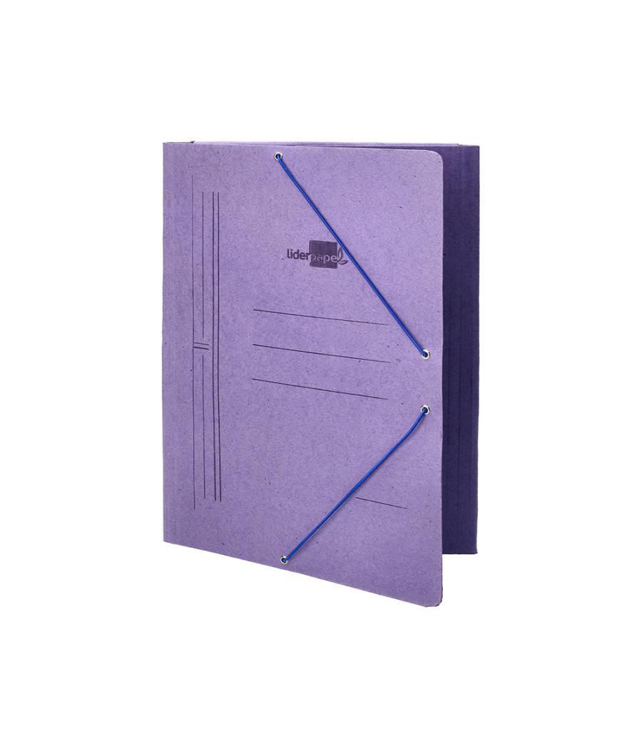 Carpeta liderpapel gomas folio 3 solapas cartón compacto azul