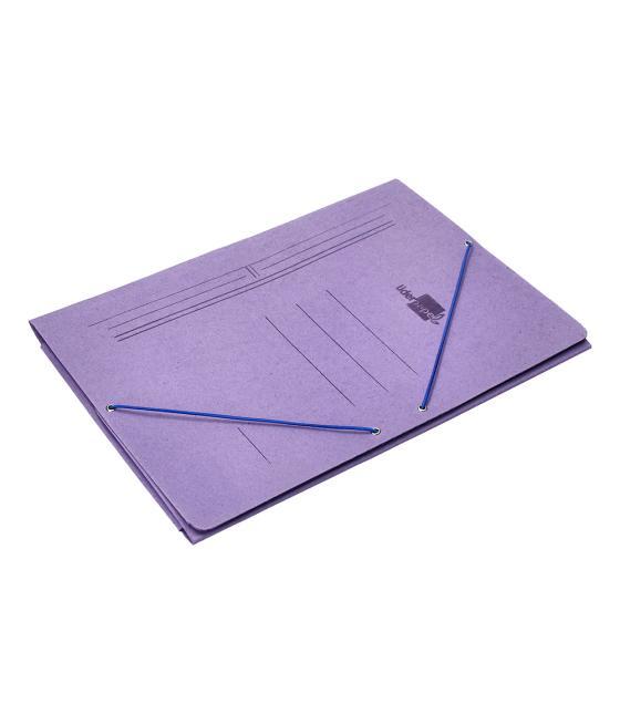 Carpeta liderpapel gomas folio 3 solapas cartón compacto azul