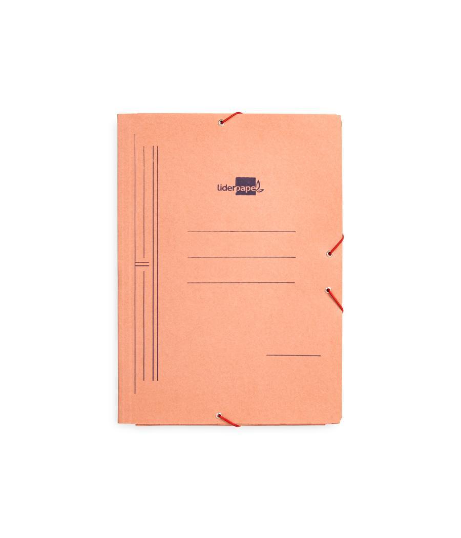 Carpeta liderpapel gomas folio 3 solapas cartón compacto cuero