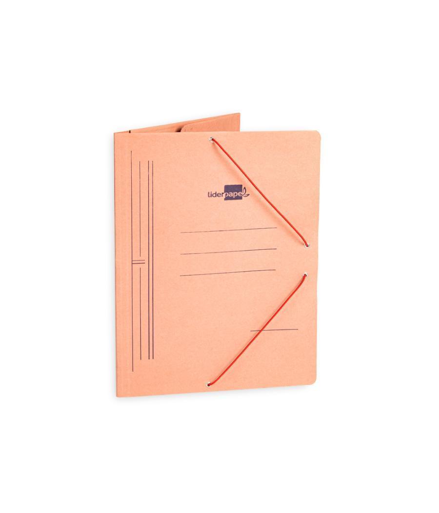 Carpeta liderpapel gomas folio 3 solapas cartón compacto cuero
