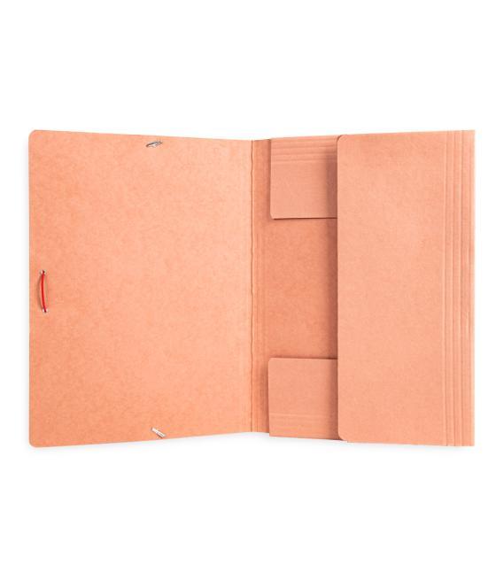 Carpeta liderpapel gomas folio 3 solapas cartón compacto cuero