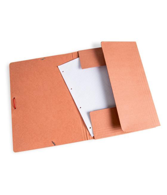 Carpeta liderpapel gomas folio 3 solapas cartón compacto cuero