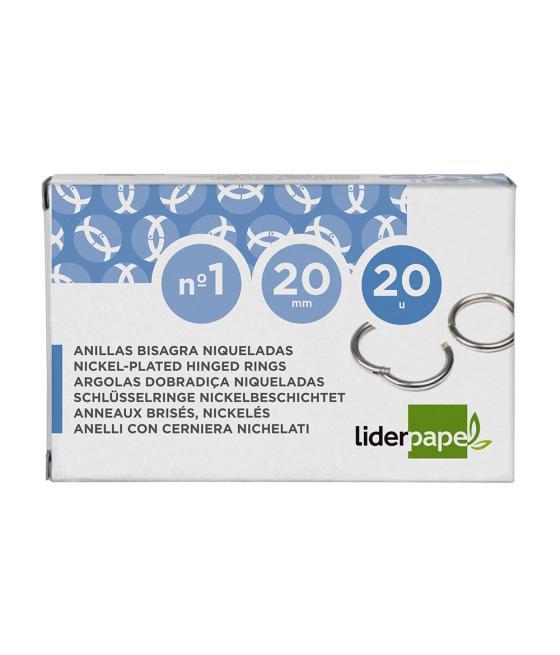 Anilla bisagra liderpapel niquelada n.1 diametro 20 mm caja de 20 unidades