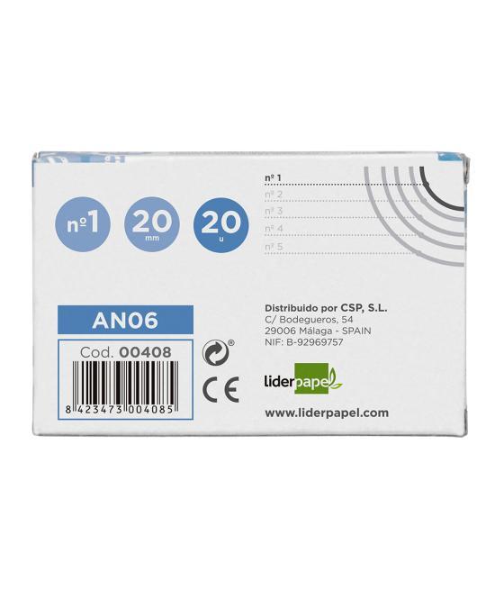 Anilla bisagra liderpapel niquelada n.1 diametro 20 mm caja de 20 unidades