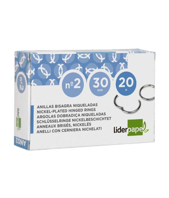 Anilla bisagra liderpapel niquelada n.2 diametro 30 mm caja de 20 unidades