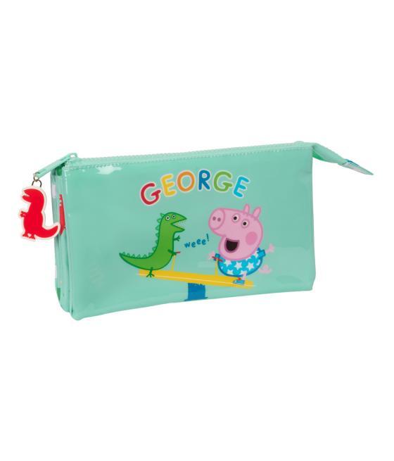 Bolso escolar portatodo safta triple peppa pig george 30x220x120 mm