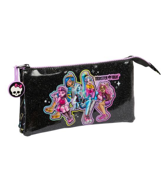 Bolso escolar portatodo safta triple monster high fantastic 30x220x120 mm