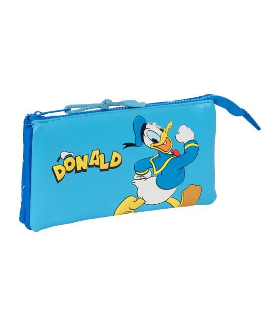 Bolso escolar portatodo safta triple donald duck 30x220x120 mm