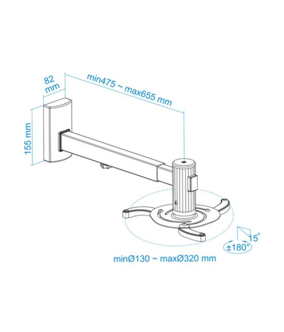 Tooq - soporte de pared para proyector pj4015wtn–b - giratorio, inclinable - plata