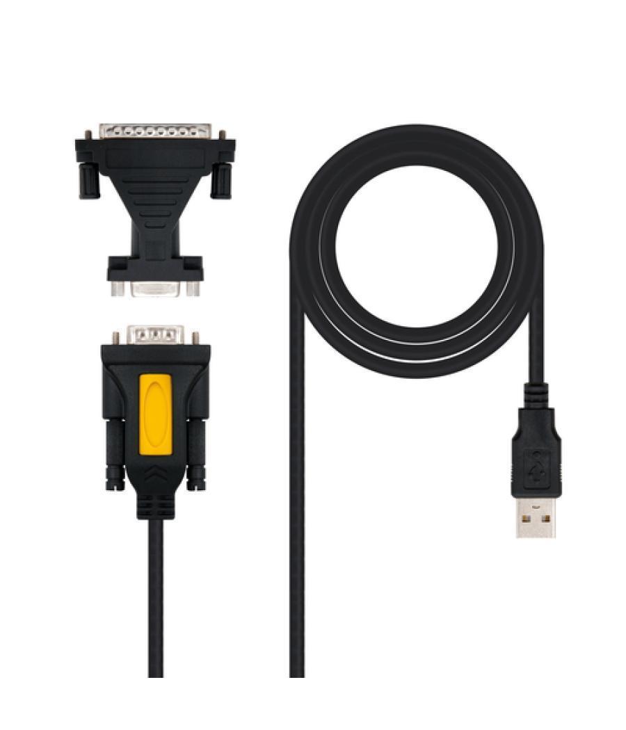 Nanocable - convertidor usb a serie conexión a/m-rs232 db9/m - incluye adaptador db9/h a db25/m