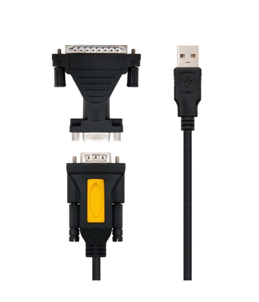 Nanocable - convertidor usb a serie conexión a/m-rs232 db9/m - incluye adaptador db9/h a db25/m