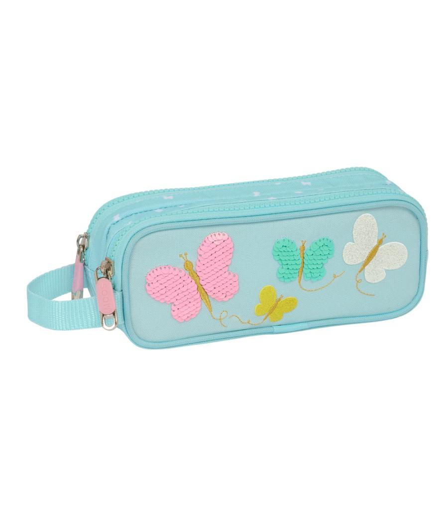 Bolso escolar portatodo safta doble reciclado moos butterflies 60x210x80 mm