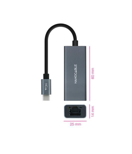 Conversor usb-c ethernet gb mbps, gris 15 cm
