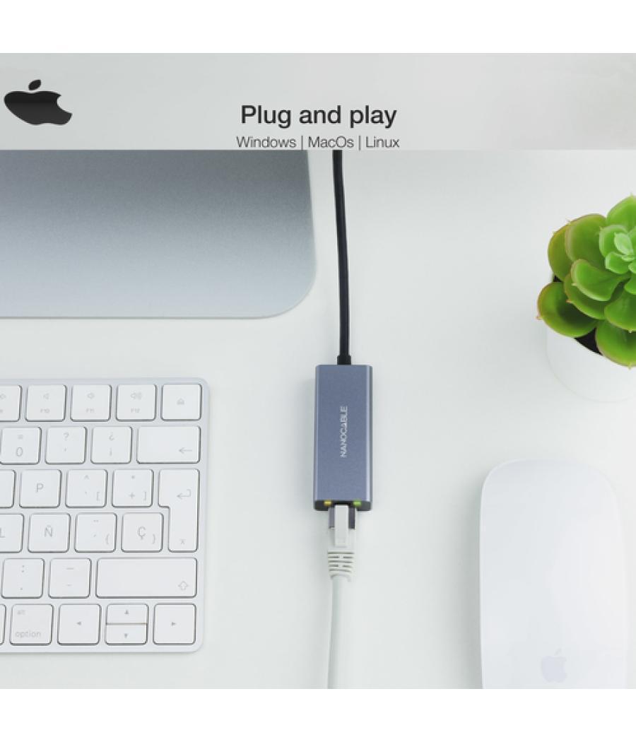 Conversor usb-c ethernet gb mbps, gris 15 cm