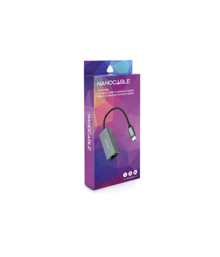 Conversor usb-c ethernet gb mbps, gris 15 cm