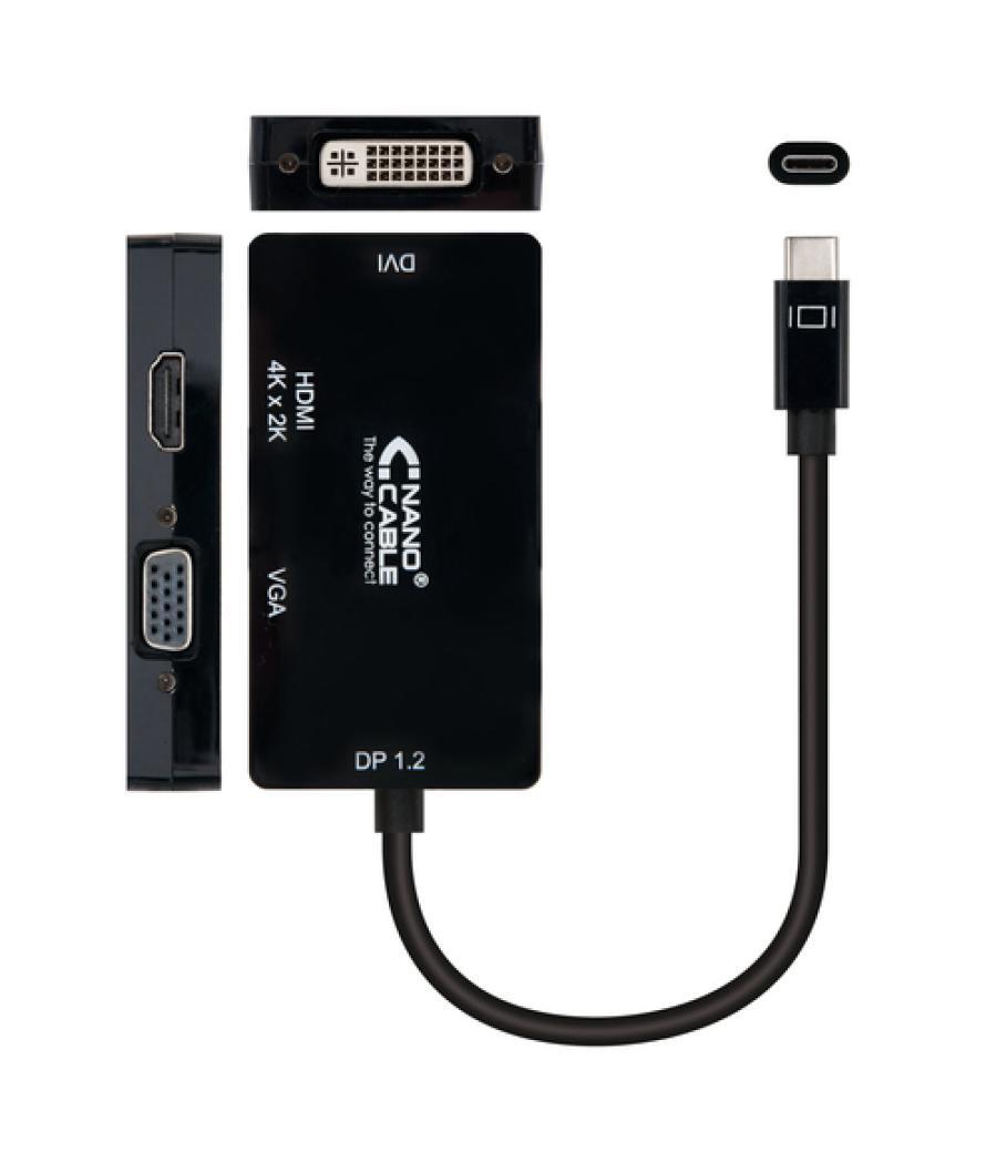 Nanocable - conversor usb-c/m a vga-h/dvi-h/hdmi-h 2k - negro - 10cm
