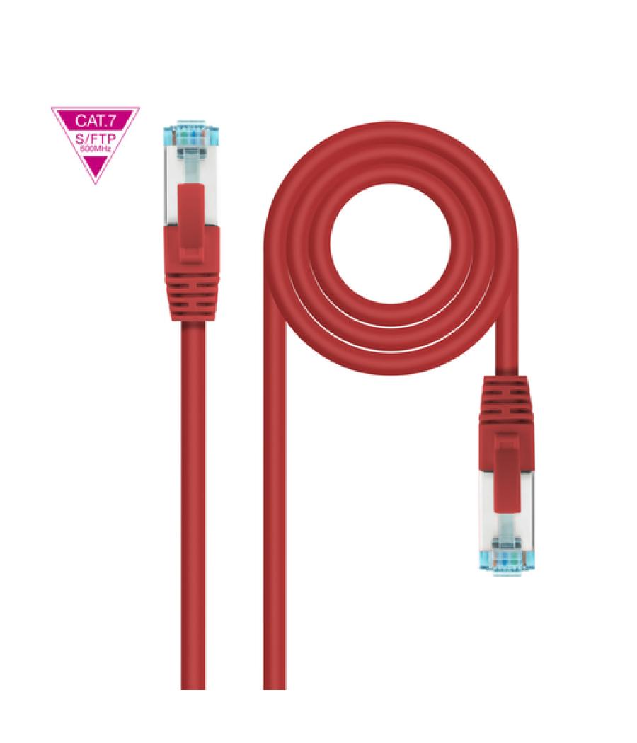 Cable de red latiguillo cat.7 600mhz lszh sftp pimf awg26, rojo, 50 cm
