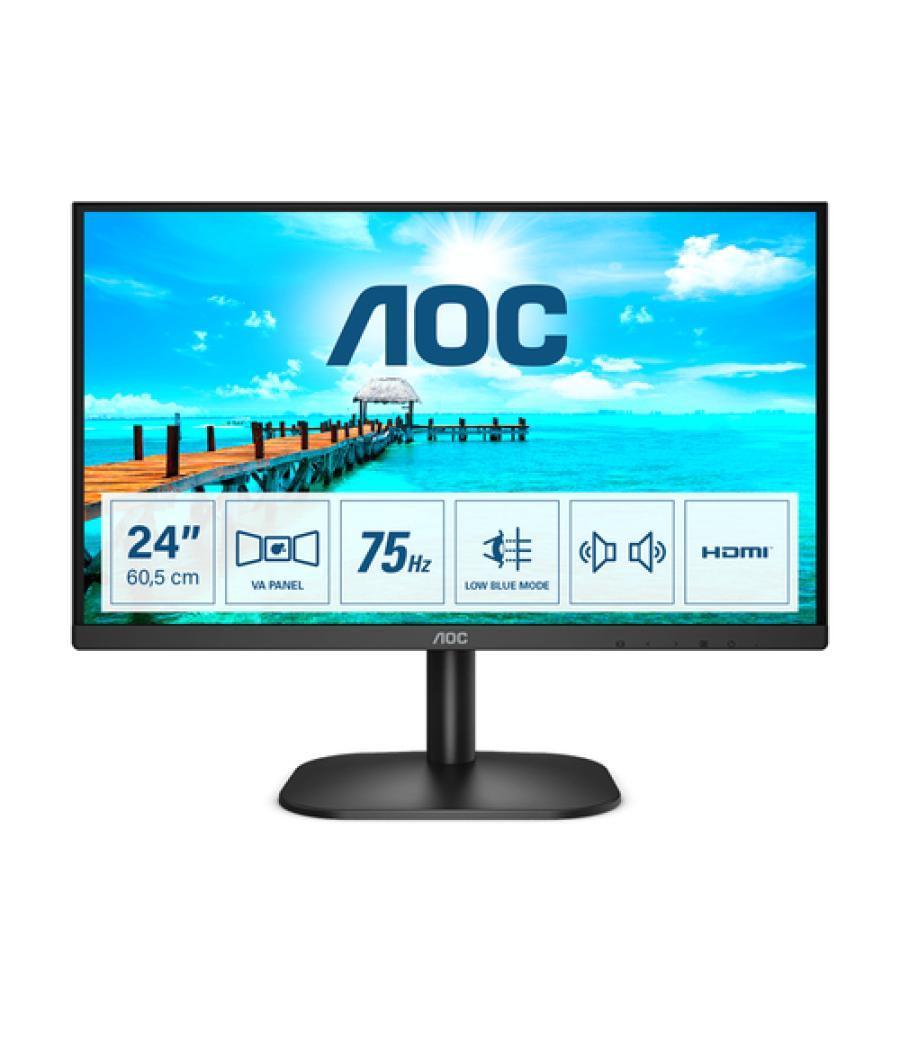 Aoc - monitor led b2 24b2xdam - 23.8" - 1920 x 1080 - fhd - pantalla mate - 4 ms - altavoces incorporados - vesa - vga, dvi, hdm