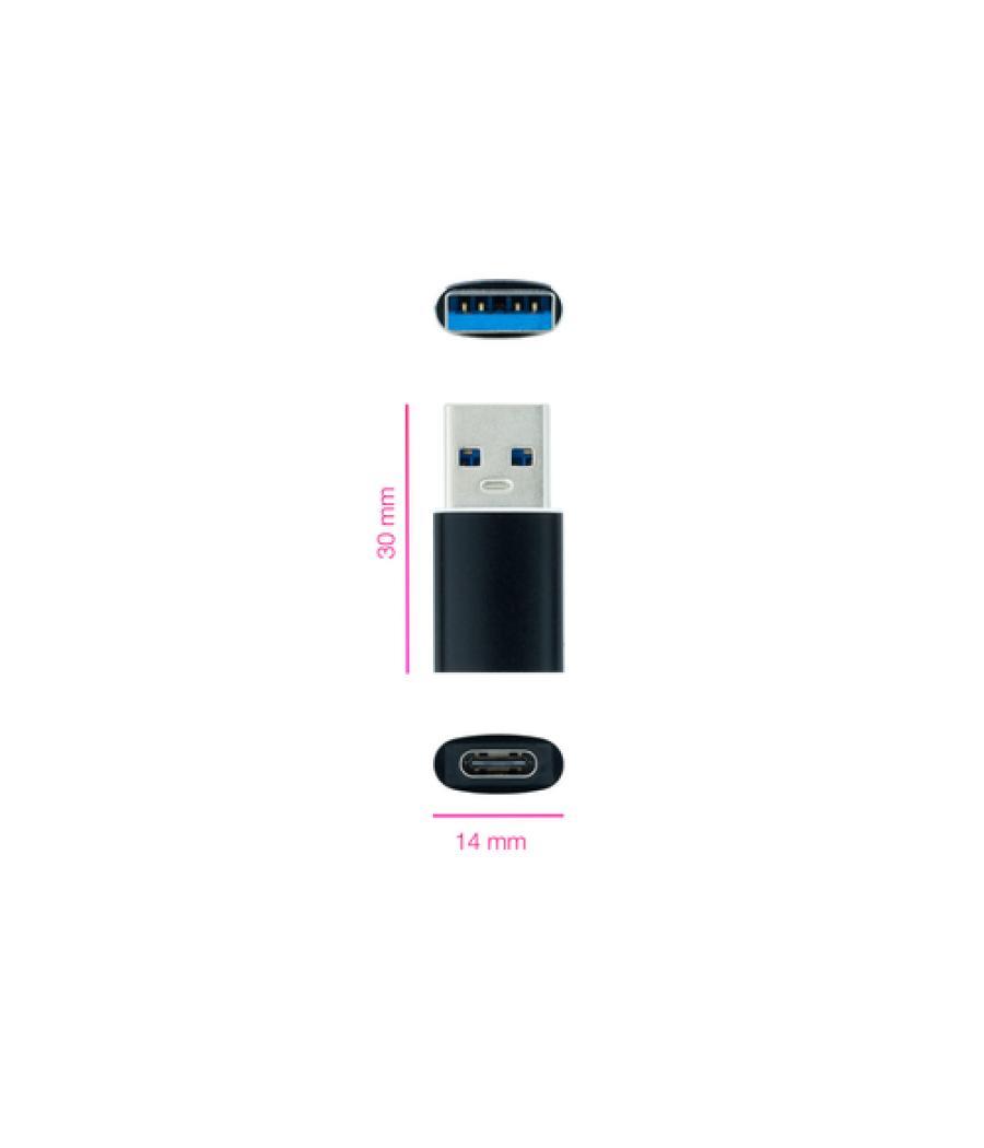 Nanocable adaptador usb-a 3.1 a usb-c, usb-a/m-usb-c/h, negro