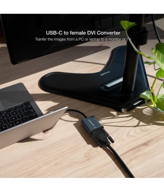 Conversor usb-c a dvi aluminio gris 15 cm