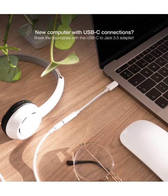 Cable adaptador de usb-c a jack 3.5, blanco