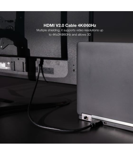 Cable hdmi v2.0 4k@60hz 18gbps negro 0.5 m