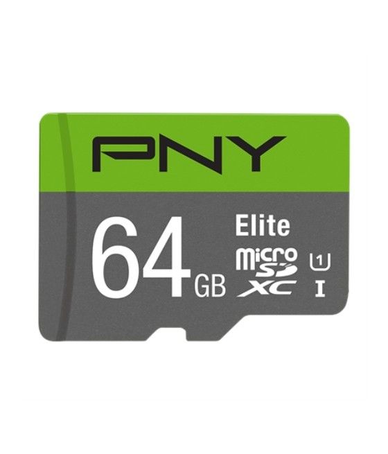 PNY - Tarjeta MicroSD 64GB ELITE + Adaptador - Clase 10 - 100Mbps/Lectura UHS-I U1 - Imagen 1
