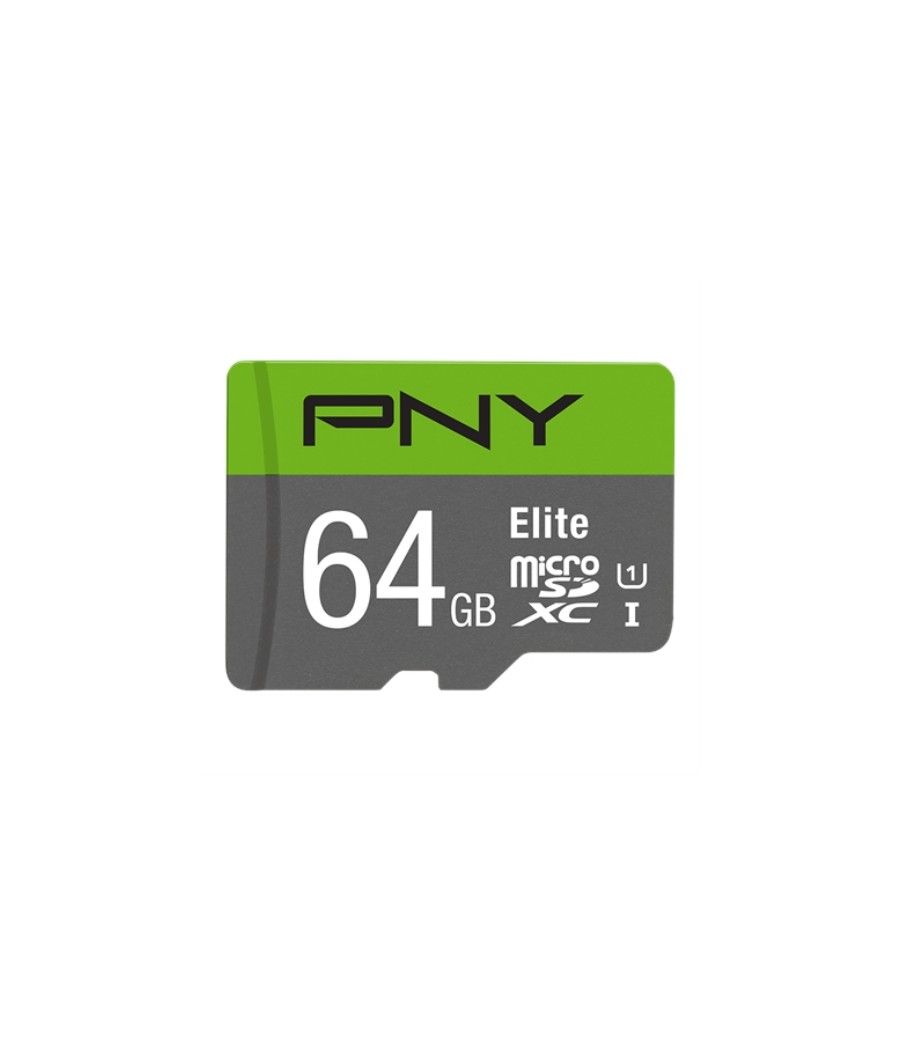 PNY - Tarjeta MicroSD 64GB ELITE + Adaptador - Clase 10 - 100Mbps/Lectura UHS-I U1 - Imagen 1