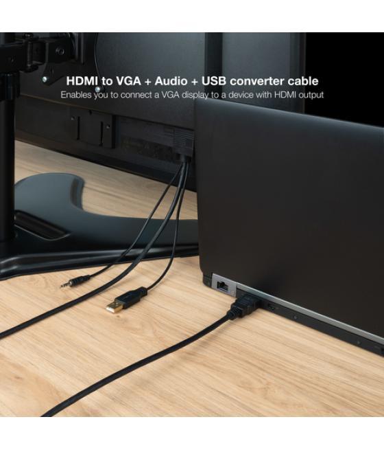 Cable conversor hdmi a vga+jack3.5+usb-a 1.8 m