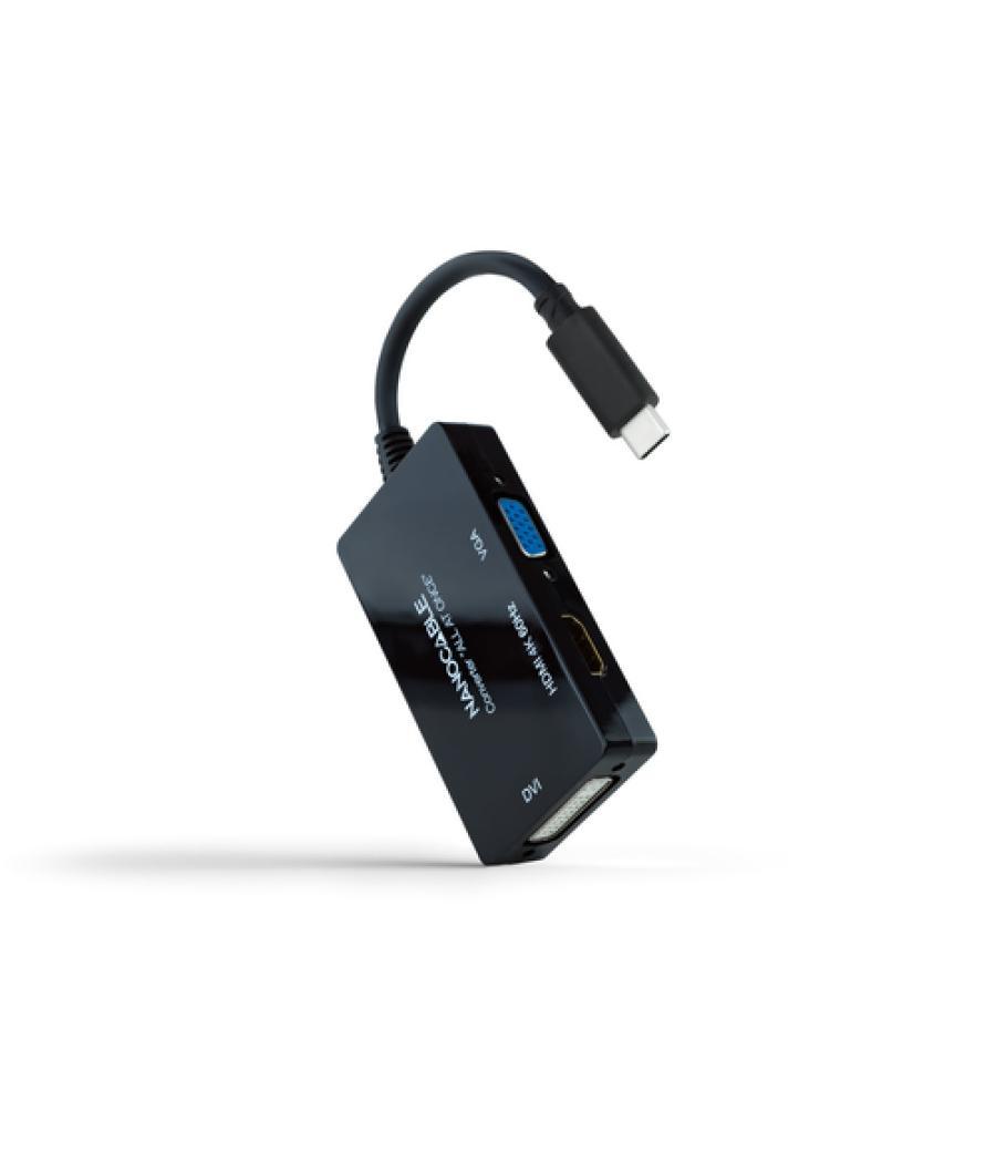 Conversor usb-c/m a hdmi/h, dvi/h, vga/h negro