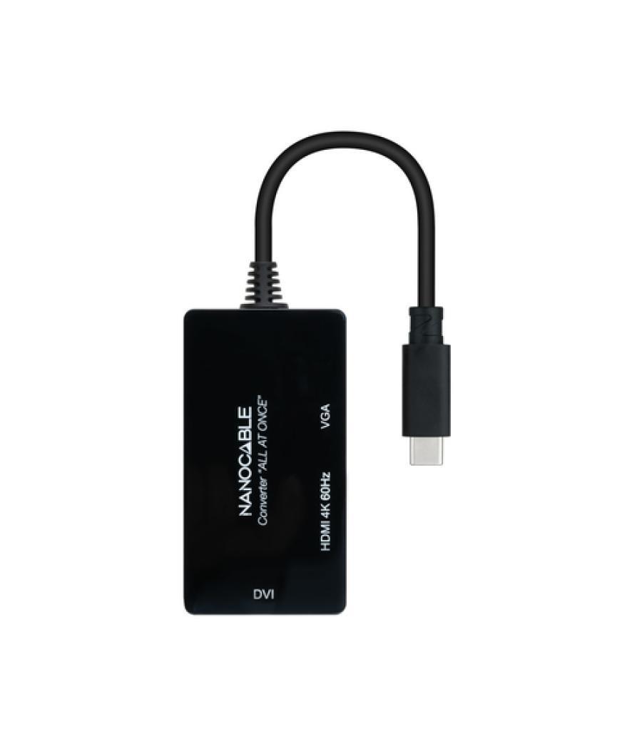 Conversor usb-c/m a hdmi/h, dvi/h, vga/h negro