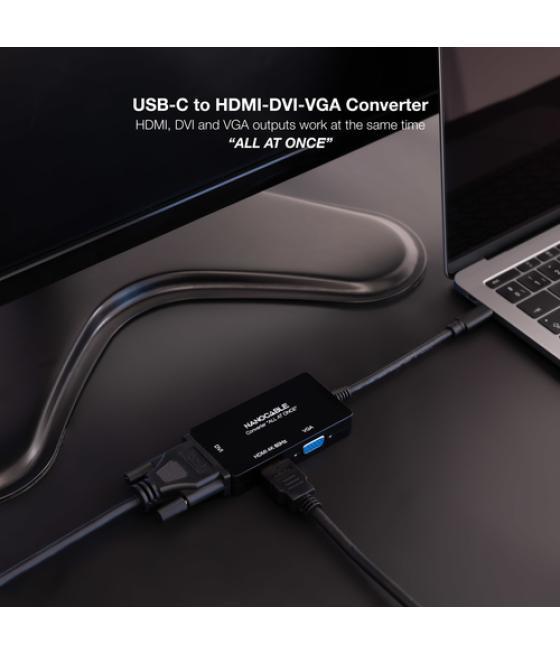 Conversor usb-c/m a hdmi/h, dvi/h, vga/h negro