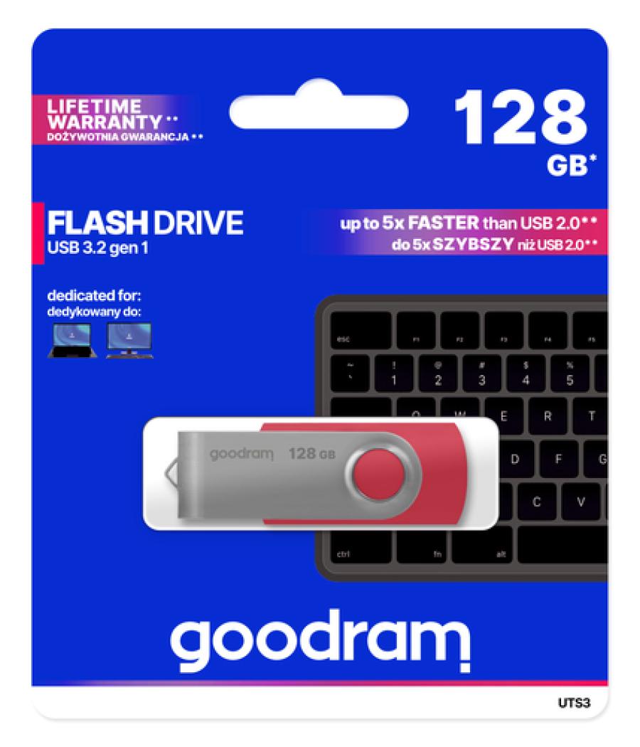 Goodram uts3 - pendrive - 128gb - usb 3.0 - rojo
