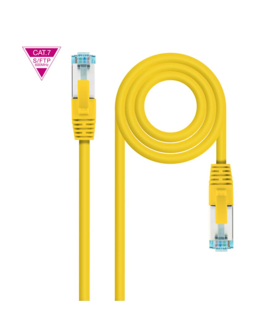 Cable de red latiguillo cat.7 600mhz lszh sftp pimf awg26, amarillo, 1 m