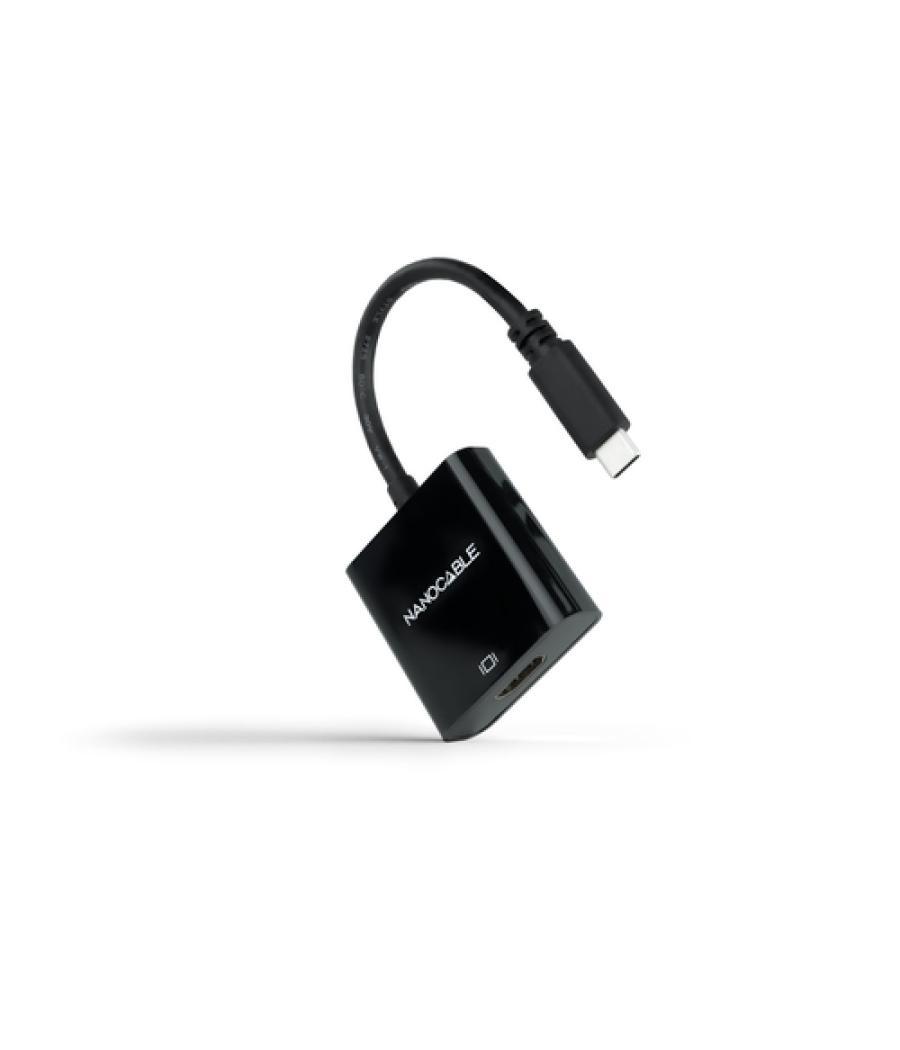 Nanocable - conversor usb-c a hdmi 4k, 15 cm, usb-c/m-hdmi/h, color negro, 15 cm