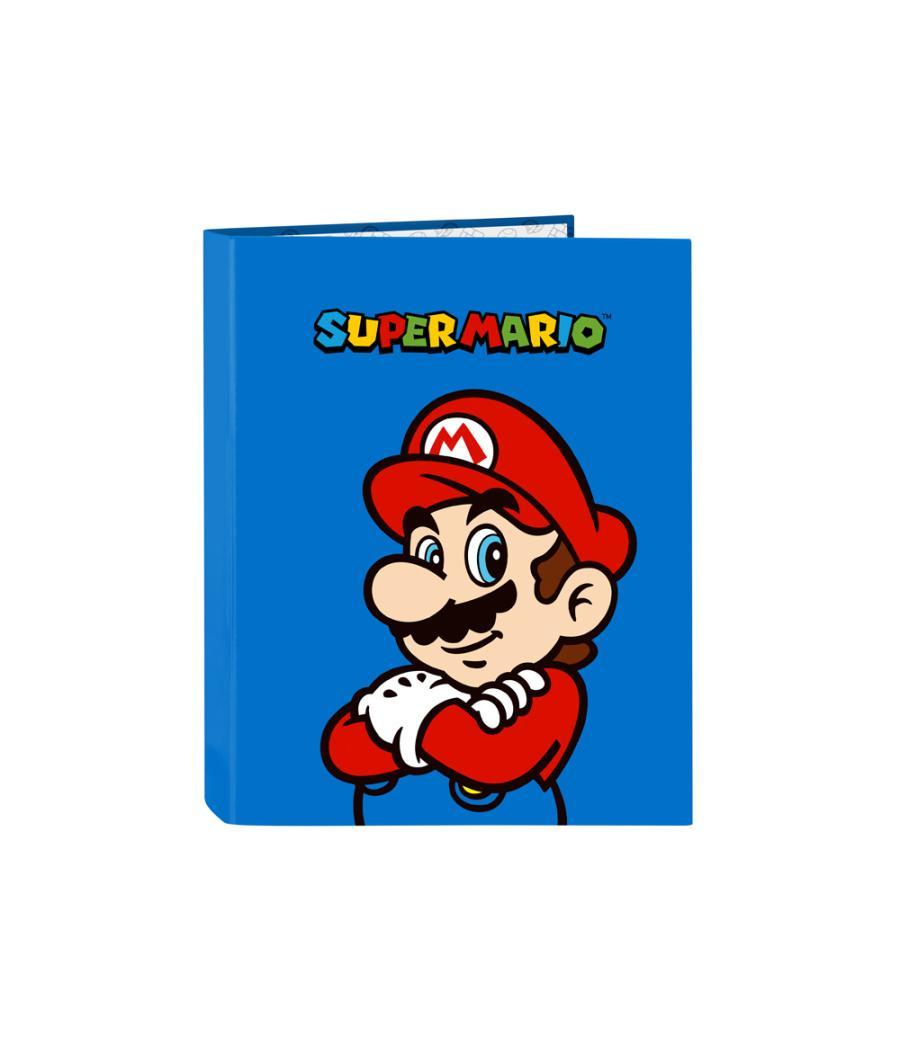 Carpeta safta cartón folio 4 anillas mixtas super mario play 40x265x330 mm